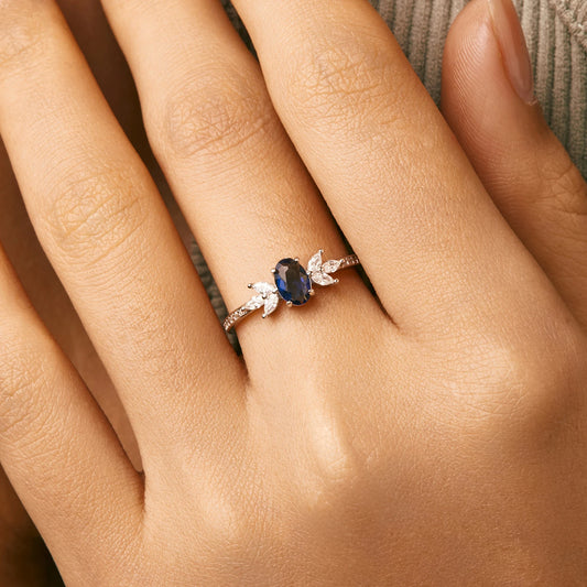 Sterling Silver Oval Royal Blue Ring