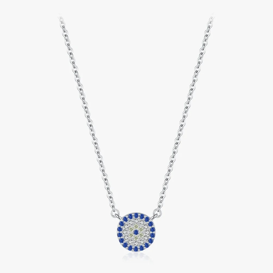 Sterling Silver Blue and Clear Pendant Necklace