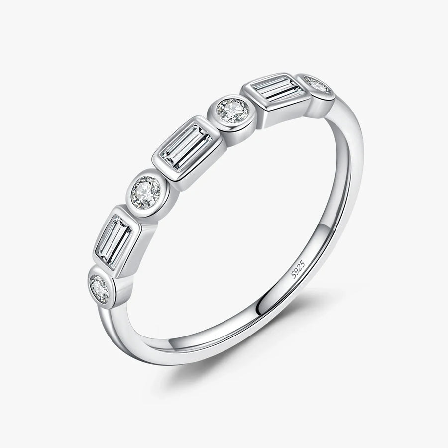 Sterling Silver Round Rectangle Ring