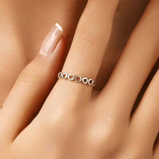 Sterling Silver Hollow Round Eternity Ring