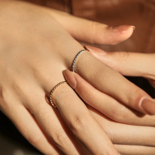 Sterling Silver Minimalist Twisted Stackable Ring