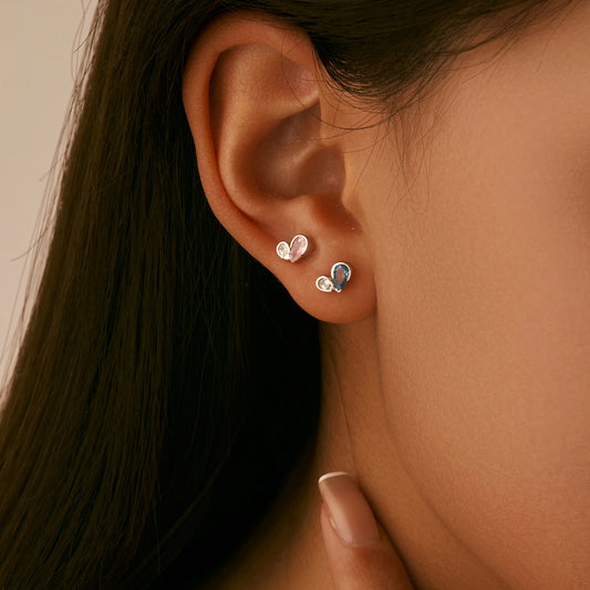Sterling Silver Tiny Hearts Stud Earrings