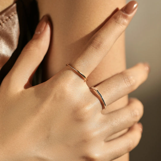 Sterling Silver Geometric Line Twisted Ring