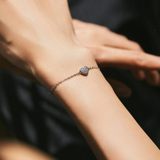 Sterling Silver Romantic Heart Bracelet