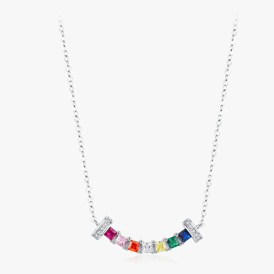Sterling Silver Rainbow Smile Necklace