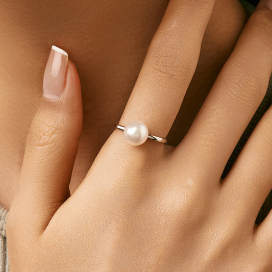 Sterling Silver Square Shell Pearl Ring
