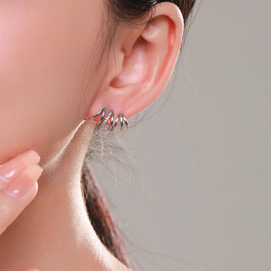 Sterling Silver Geometric Line Earrings