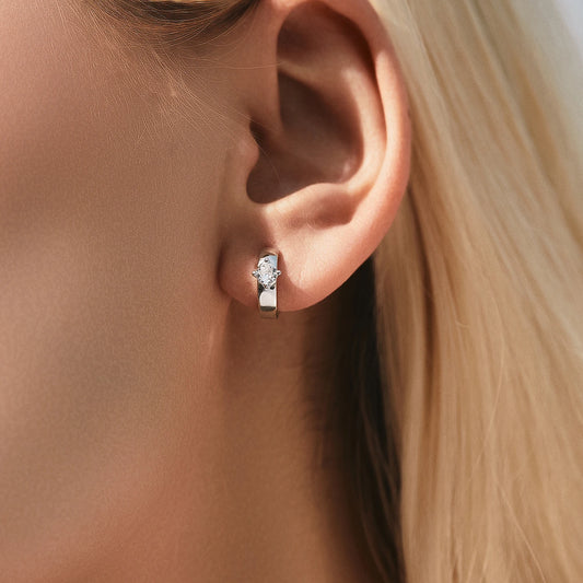 Sterling Silver Engagement Hoop Earrings