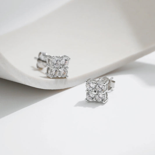 D Color Moissanite Sterling Silver Stud Earrings