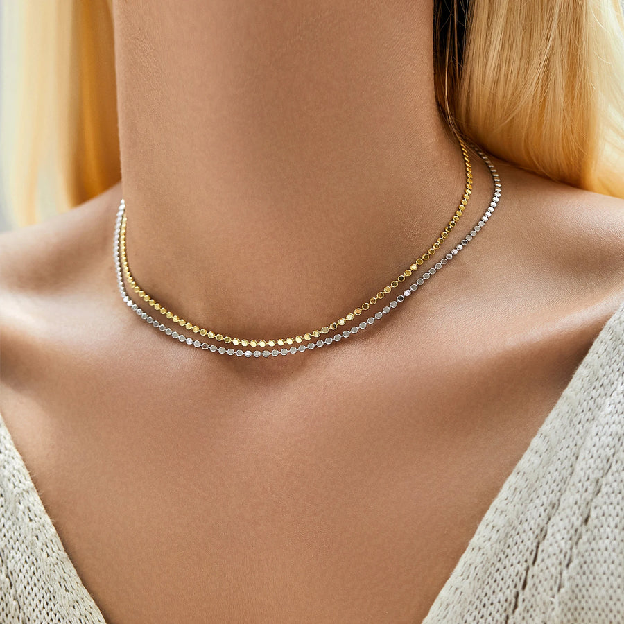 Dainty Small Beads Choker Necklace in Sterling Silver