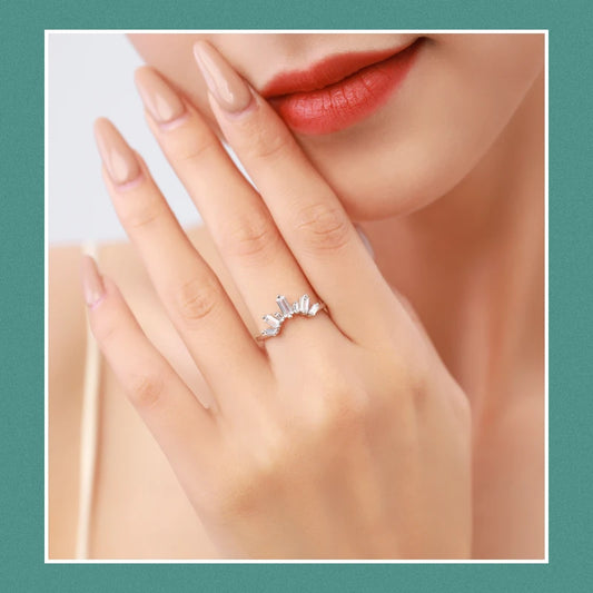 Cubic Zirconia Crown Ring in Sterling Silver
