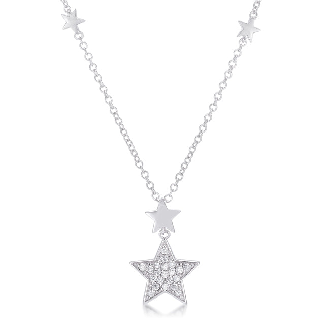 Rhodium Star Necklace with Shimmering Cubic Zirconia