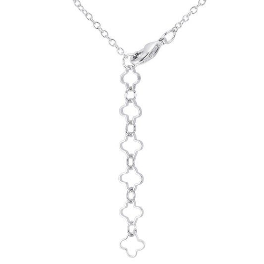0.21 Ct Rhodium Necklace with Floral Links
