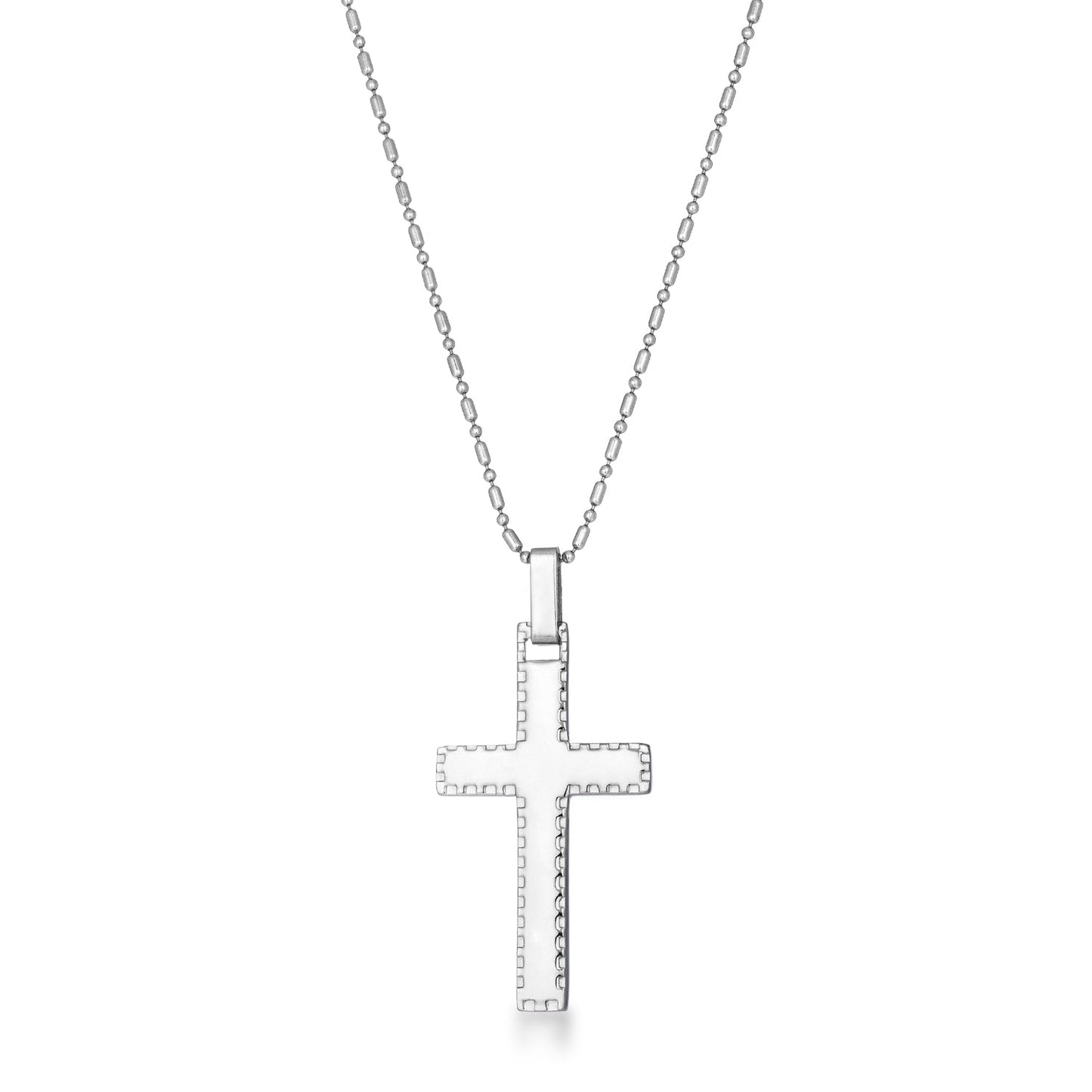Large Laser-Etched Stainless Steel Cross Necklace