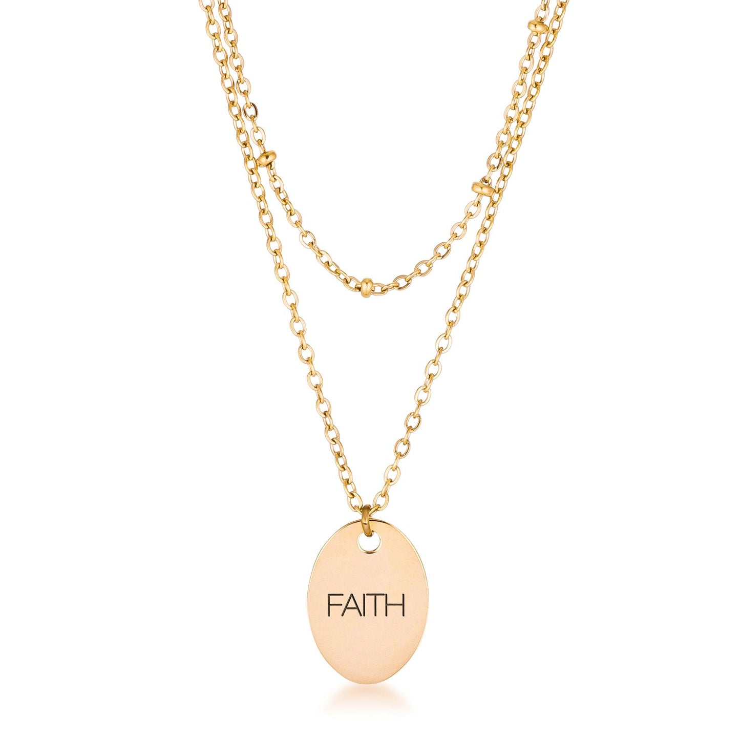 18k Gold Plated Double Chain Faith Necklace