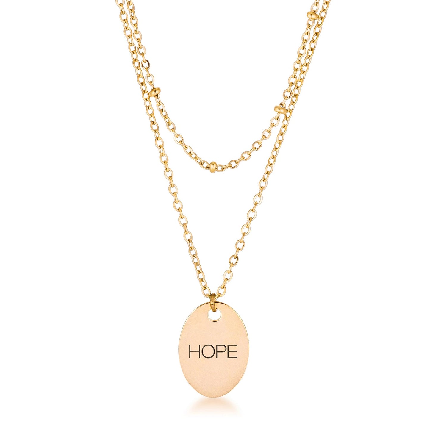 18k Gold Plated Double Chain HOPE Necklace
