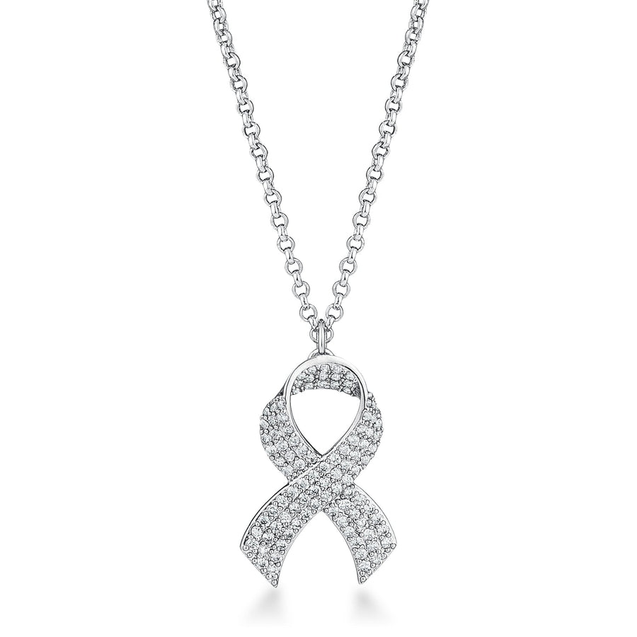 Rhodium Pave Crystal Ribbon Necklace