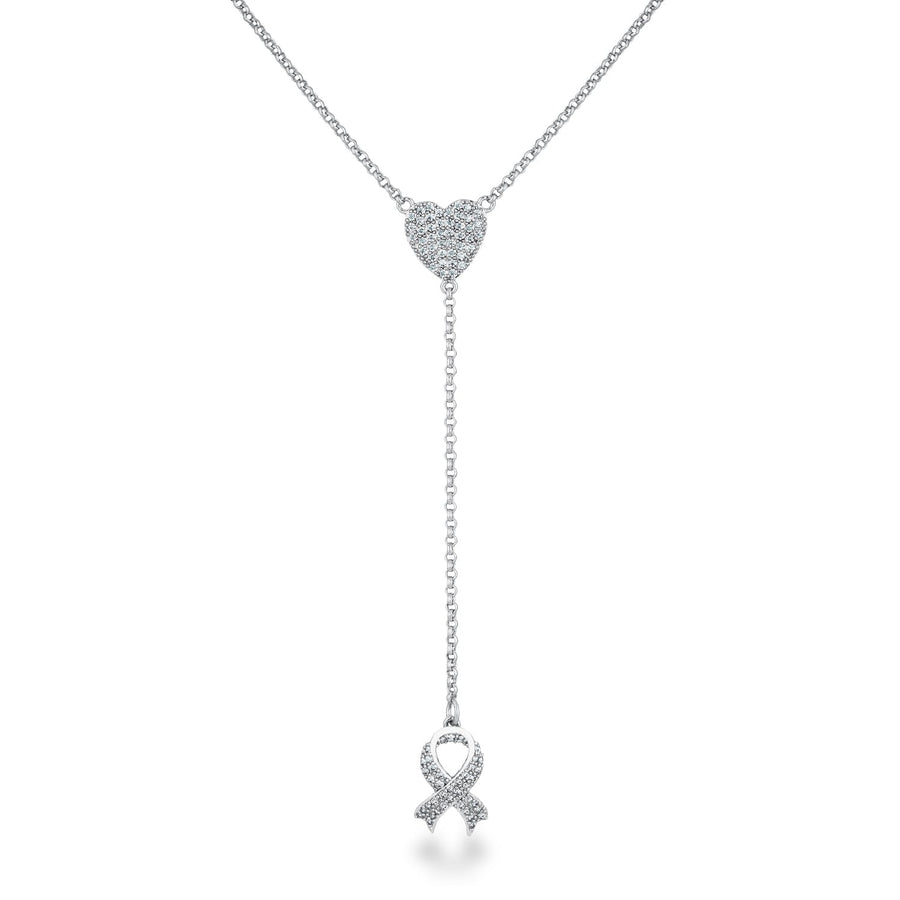 Rhodium Plated Crystal Y Necklace