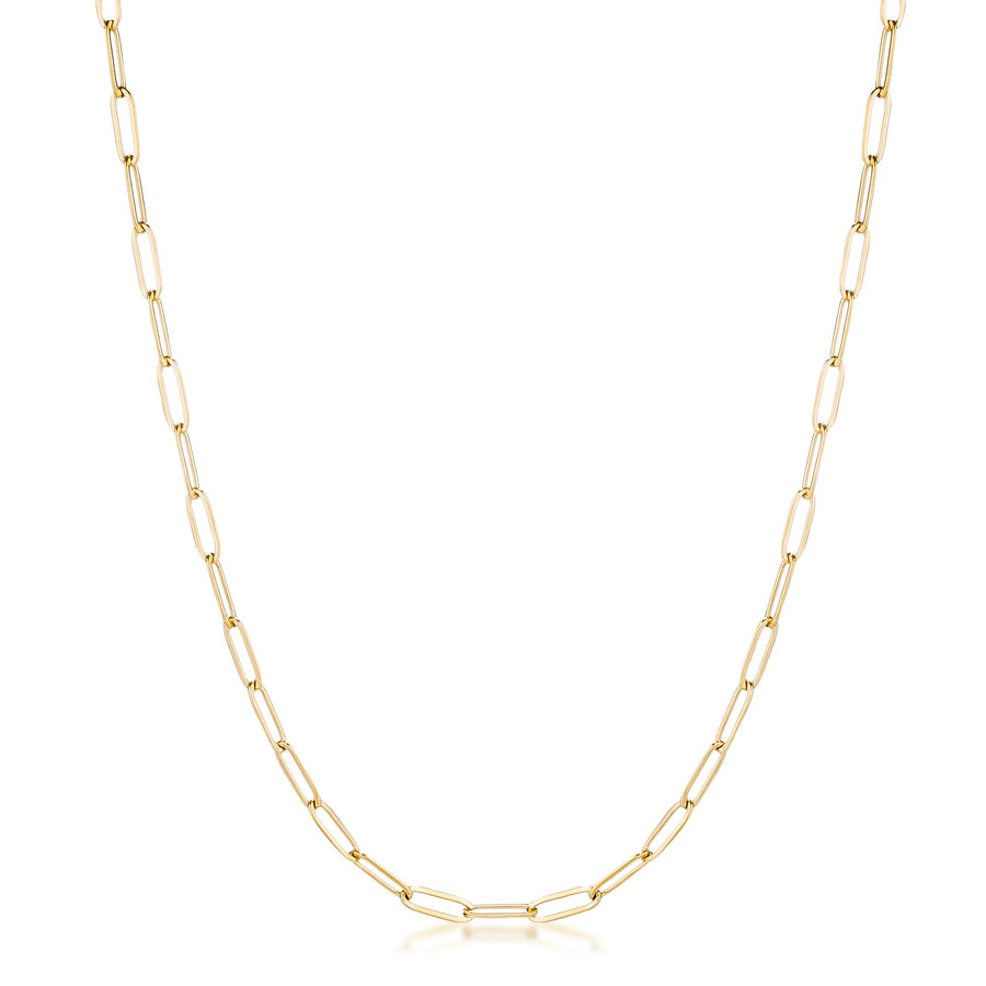 Gold Plated Paperclip Chain Necklace, 16 Inch