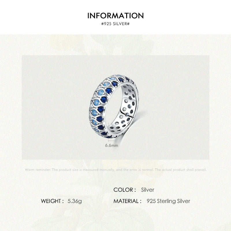 Sterling Silver Gradient Blue Eyes Eternity Band Ring