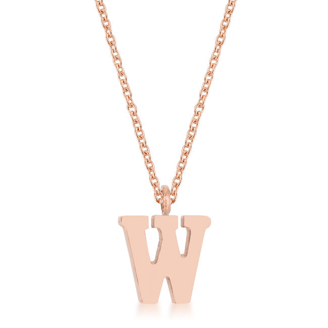 Elaina Rose Gold W Initial Necklace