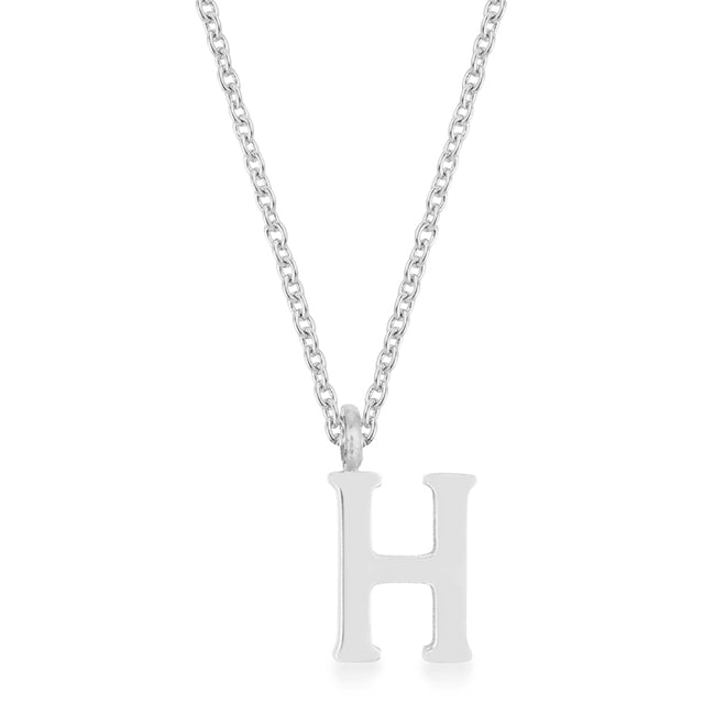 Elaina Rhodium H Initial Necklace