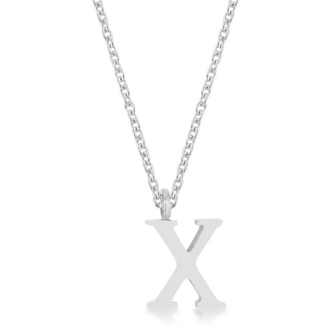 Elaina Rhodium X Initial Necklace