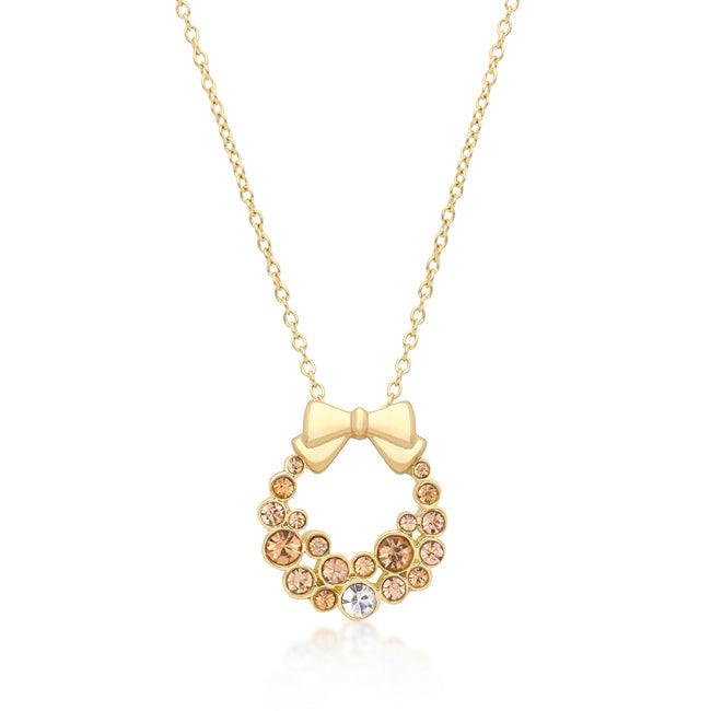 Champagne Crystal Holiday Wreath Pendant