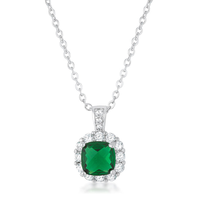Liz 2.6ct Emerald Cubic Zirconia Rhodium Necklace