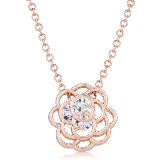 Maya 1.28ct Crystal Rose Gold Drop Pendant