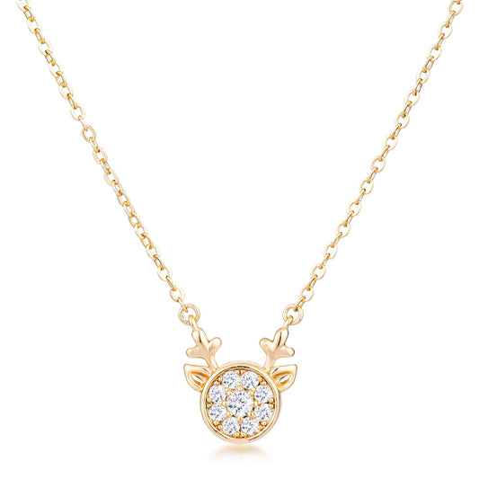 Reversible Gold Plated Reindeer Pendant