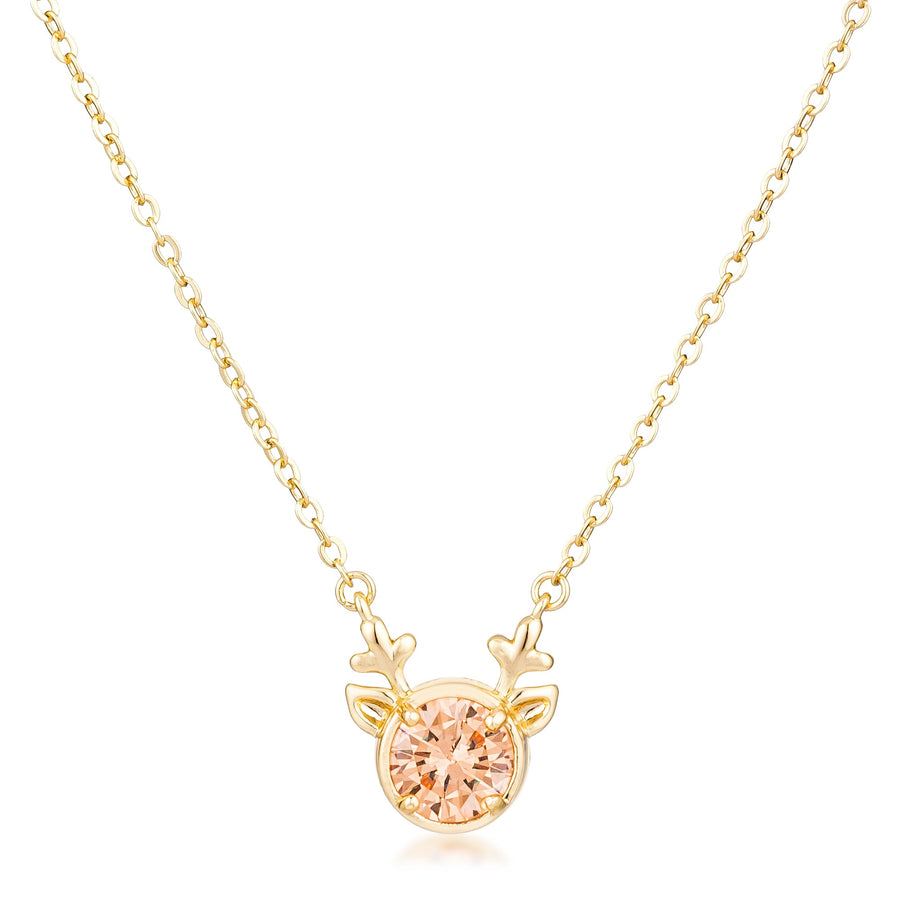 Reversible Gold Plated Reindeer Pendant