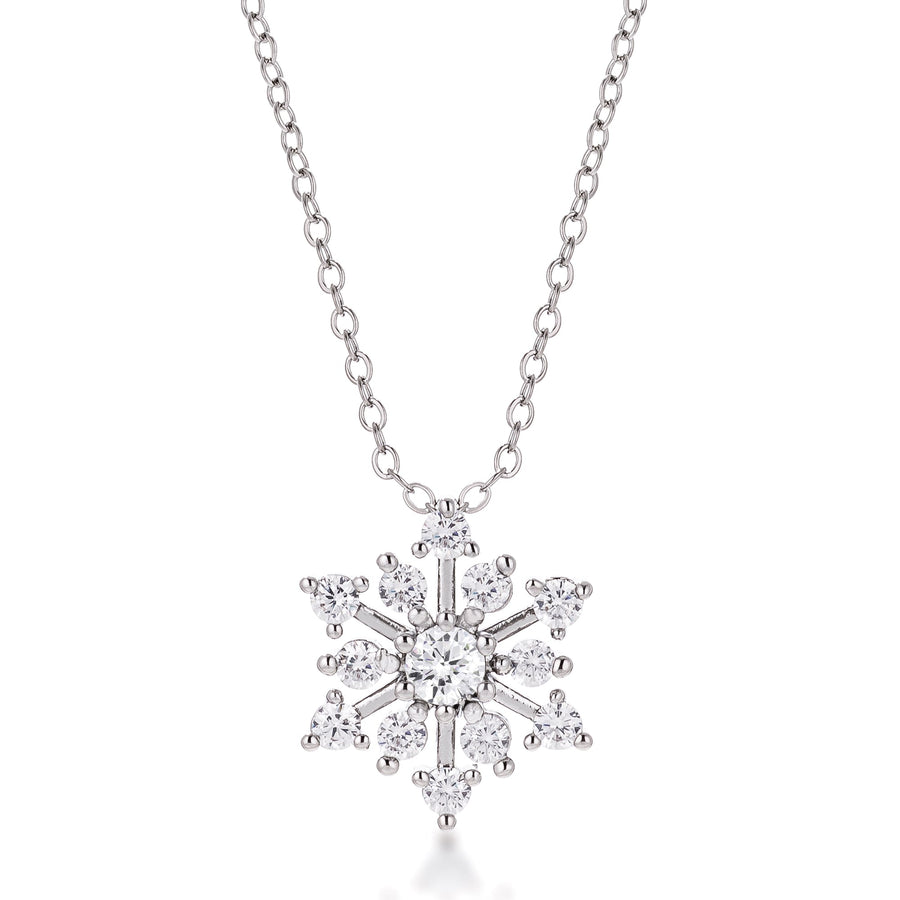 Contemporary Cubic Zirconia Snowflake Necklace