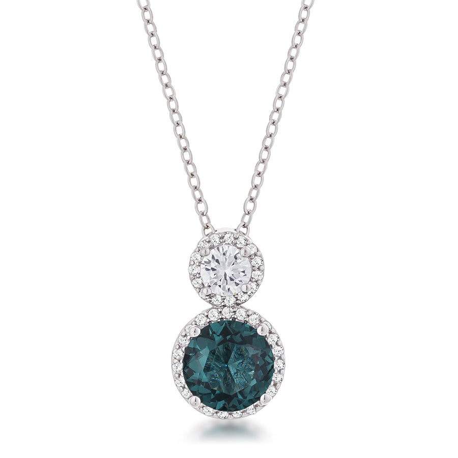 Rhodium-Plated Blue Green Snowman Crystal Pendant