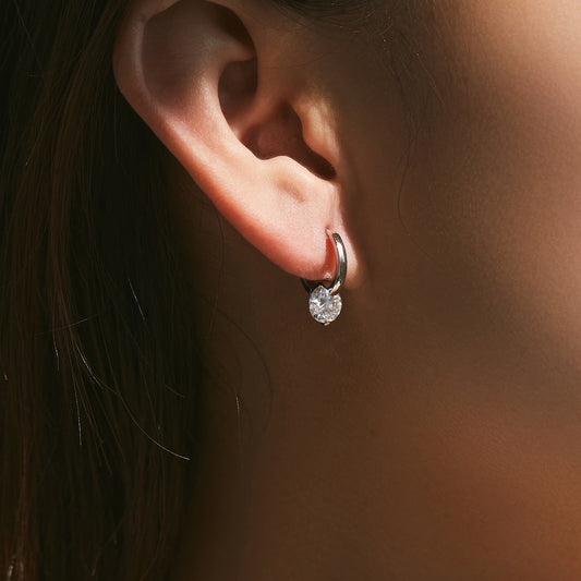 Moissanite Sterling Silver Elegant Hoop Earrings
