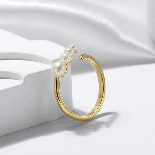 Sterling Silver Natural Pearl Open Ring