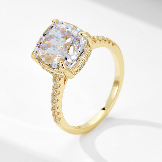 Sterling Silver Cushion Cut Engagement and Wedding Band Ring Set