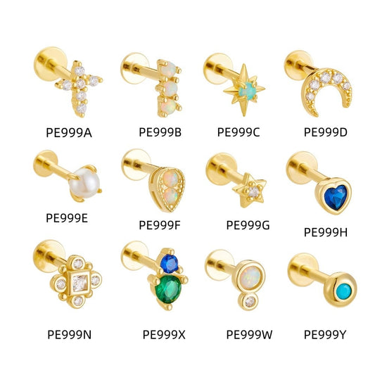 Sterling Silver Opal Screw Back Earrings