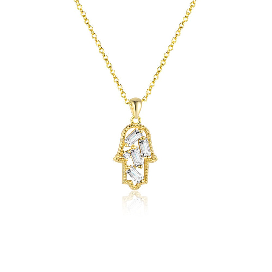 Gold Plated Sterling Silver Hamsa Pendant Necklace