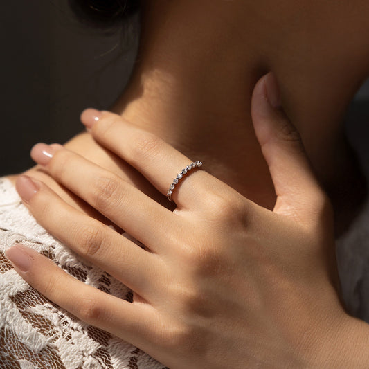 Moissanite Starlight Stackable Ring in Sterling Silver