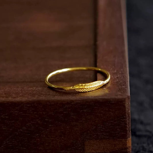 Gold Plated Sterling Silver Leaf Friendship Ring