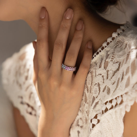 Sterling Silver Rainbow Bliss Eternity Band Ring