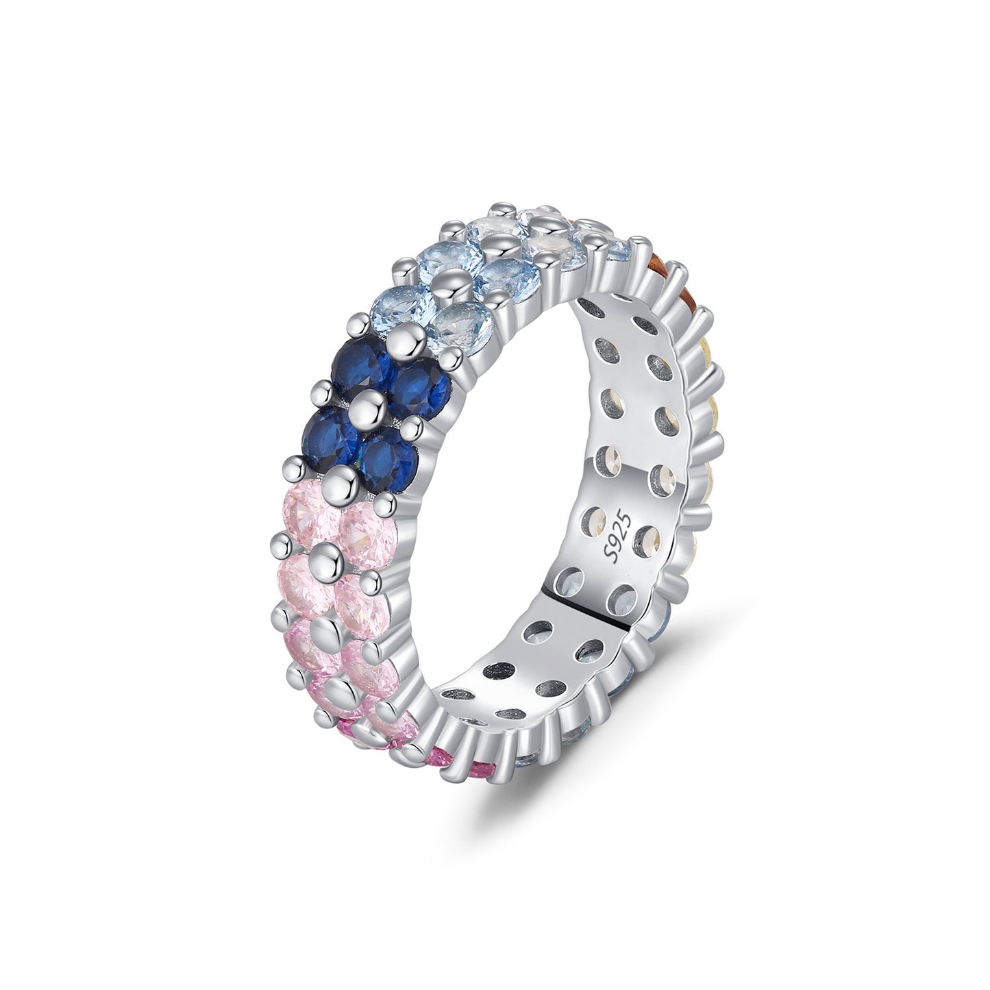Sterling Silver Rainbow Bliss Eternity Band Ring