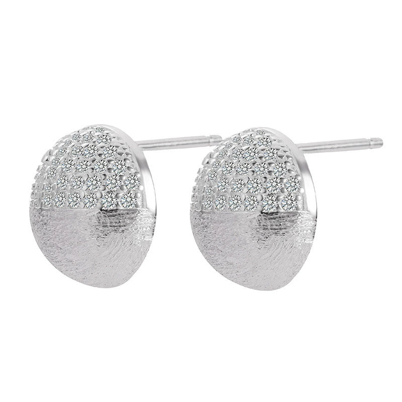 Sterling Silver Brushed Texture Stud Earrings