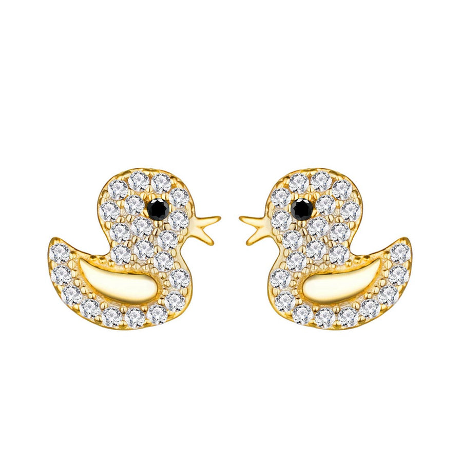 Gold Plated Sterling Silver Duck Stud Earrings