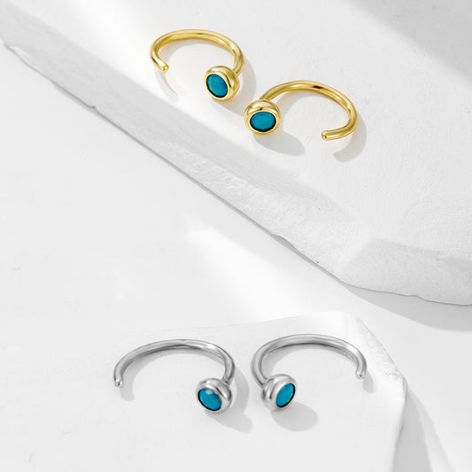 Sterling Silver Created Turquoise Earrings