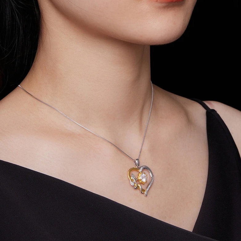 Sterling Silver Sunflower Heart Necklace