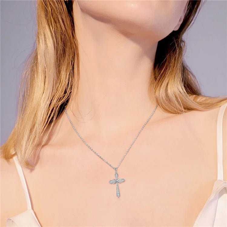 Sterling Silver Infinity Cross Necklace