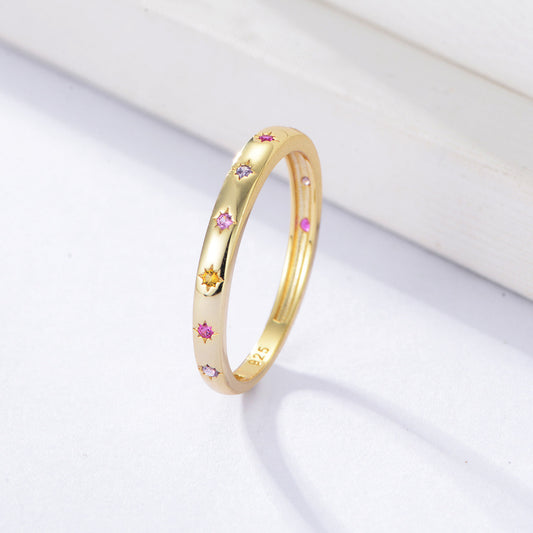 Colorful Cubic Zirconia Constellation Ring