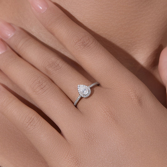 Moissanite Sterling Silver Classic Engagement Ring